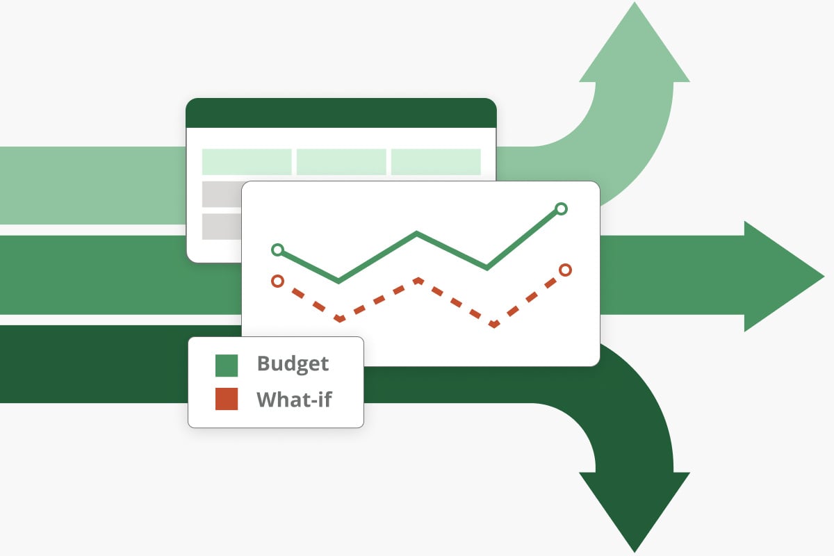 Illustration of Financial Modeling with spreadsheet and What-if analysis.