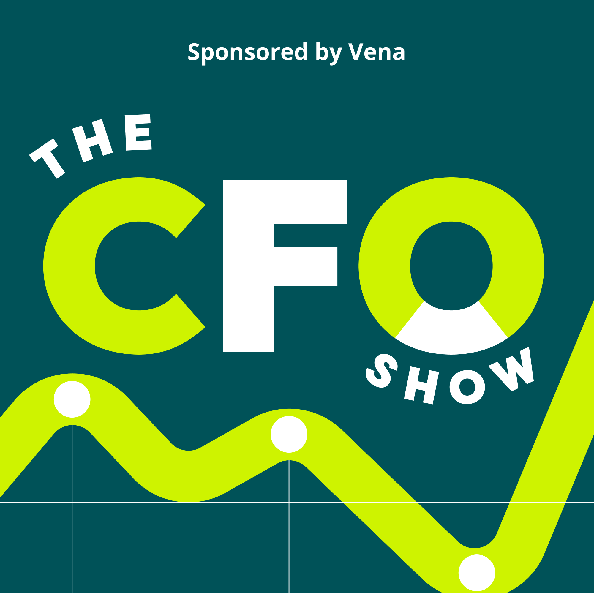 Logo of The CFO Show displayed prominently against a vibrant green background.